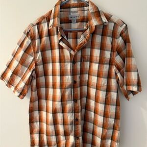 Carhartt Men's Casual Orange and White Plaid Shirt